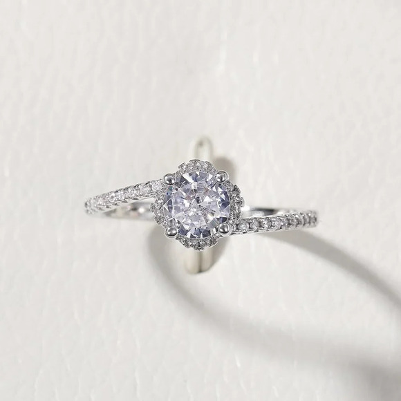 😍Beautiful CZ Diamond Twisted Macro Pave Silver Pure Flower Wedding Ring, K844 - Picture 5 of 8